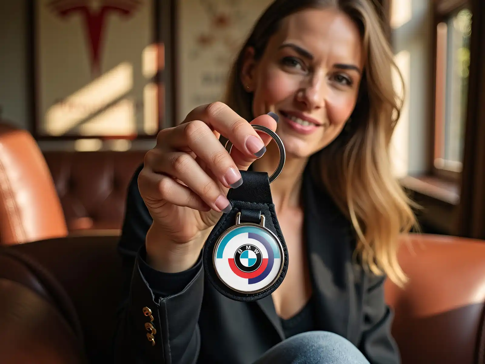 BMW Cadena Cuero Sujeta Llaves Estiloso